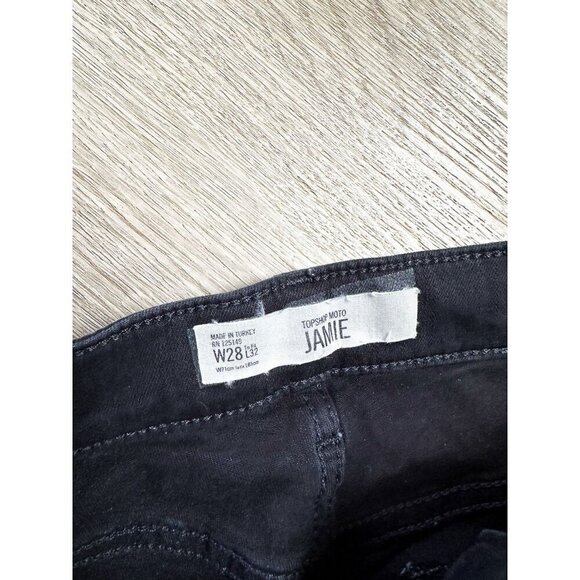 Topshop Jamie Skinny High Rise Black Denim Jeans 28 32 - Picture 4 of 13